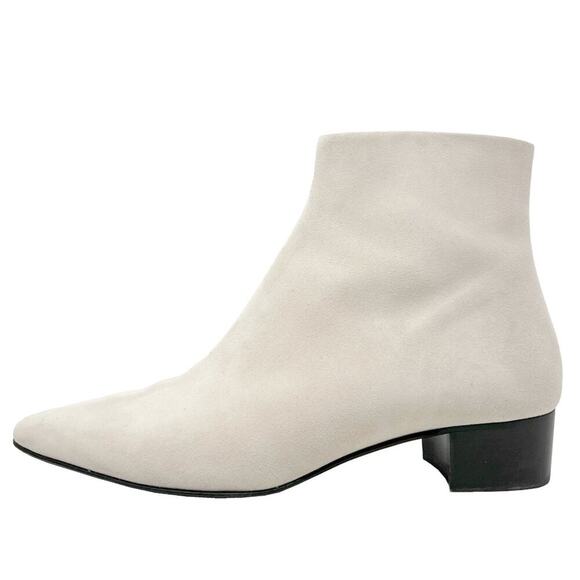 The Row Ambra Ivory Suede Pointed Toe Ankle Boots Size 40.5